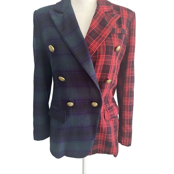 STEVE MADDEN Plaid Tartan Split Buttoned Blazer Jacket Sz Small - Picture 3 of 10
